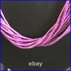Sugilite Stabilized Heishi 10 Strand Navajo Sterling Silver Necklace 19 10167