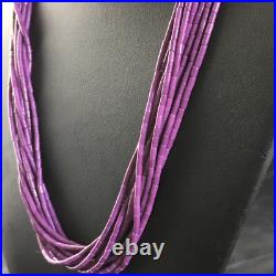 Sugilite Stabilized Heishi 10 Strand Navajo Sterling Silver Necklace 19 10167