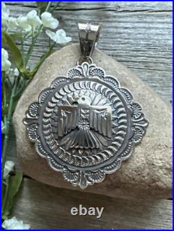 Sunshine Reeves Sterling Silver Thunderbird Stamped Pendant Navajo Native