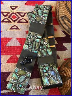 Super! Navajo Sterling Silver & Turquoise Cluster Old Pawn Concho Belt By RP