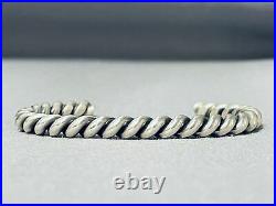 Superb Thick Sturdy Vintage Navajo Sterling Silver Bracelet