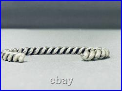 Superb Thick Sturdy Vintage Navajo Sterling Silver Bracelet