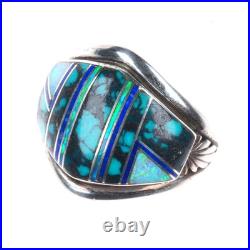 Sz11.5 Kenneth Bitsie Navajo sterling silver, turquoise/opal/lapis men's ring