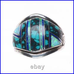 Sz11.5 Kenneth Bitsie Navajo sterling silver, turquoise/opal/lapis men's ring