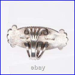 Sz8 Harry Morgan Navajo sterling silver long ring with nice turquoise
