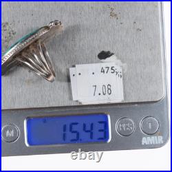 Sz8 Harry Morgan Navajo sterling silver long ring with nice turquoise