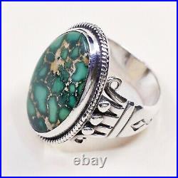 Sz9, Antique Navajo Sterling 925 Silver edison sandy smith Bisbee Turquoise Ring