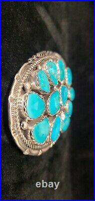 T7 Native American Navajo Sterling Silver Turquoise Handmade Belt Buckle