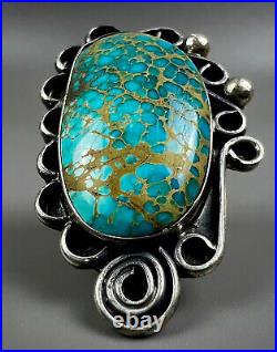 THE BEST Vintage Navajo Sterling Silver Spiderweb Turquoise Ring HUGE WOW