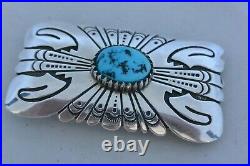 TOMMY SINGER Navajo Concho BELT BUCKLE Sterling Silver TURQUOISE NOS Thomas