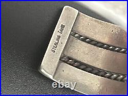 Tahe Sterling Silver Navajo Native American Twisted Rope Wide Cuff Bracelet 41gr