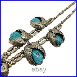 Teddy Goodluck Jr Navajo Sterling Silver & Turquoise Feather Necklace
