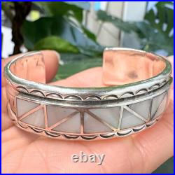 Teme, Navajo Rainbow MOP Inlay, Sterling Silver Cuff Bracelet