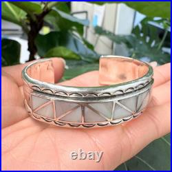 Teme, Navajo Rainbow MOP Inlay, Sterling Silver Cuff Bracelet