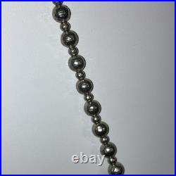 Textured Sterling Ball Bead Necklace THE MET Signed W Navajo Signed NA Pendant