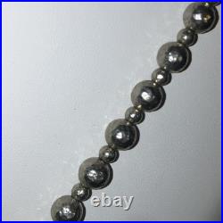 Textured Sterling Ball Bead Necklace THE MET Signed W Navajo Signed NA Pendant