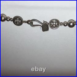Textured Sterling Ball Bead Necklace THE MET Signed W Navajo Signed NA Pendant