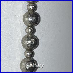 Textured Sterling Ball Bead Necklace THE MET Signed W Navajo Signed NA Pendant