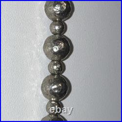 Textured Sterling Ball Bead Necklace THE MET Signed W Navajo Signed NA Pendant