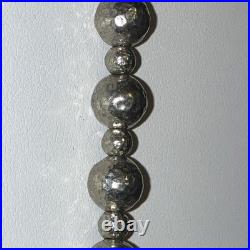 Textured Sterling Ball Bead Necklace THE MET Signed W Navajo Signed NA Pendant