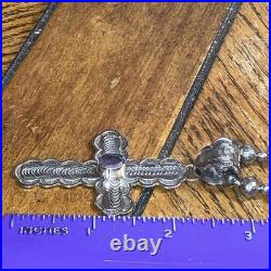 Textured Sterling Ball Bead Necklace THE MET Signed W Navajo Signed NA Pendant
