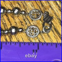 Textured Sterling Ball Bead Necklace THE MET Signed W Navajo Signed NA Pendant