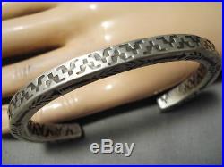 Thick And Heavy! Navajo Sterling Silver Pueblo Geomtric Bracelet