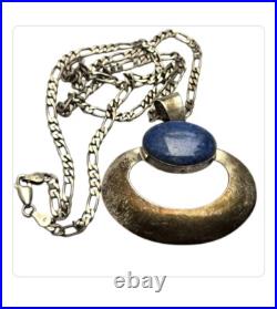 Tom Yazzie Vintage Native American Navajo Lapis Sterling Silver Necklace