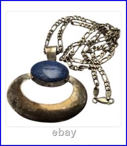 Tom Yazzie Vintage Native American Navajo Lapis Sterling Silver Necklace