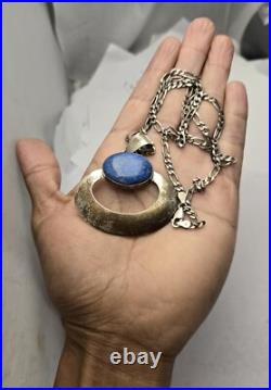 Tom Yazzie Vintage Native American Navajo Lapis Sterling Silver Necklace