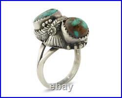 Traditional Navajo Ring Sterling Silver Turquoise Signed Tom Willeto Size 7.25