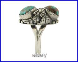Traditional Navajo Ring Sterling Silver Turquoise Signed Tom Willeto Size 7.25