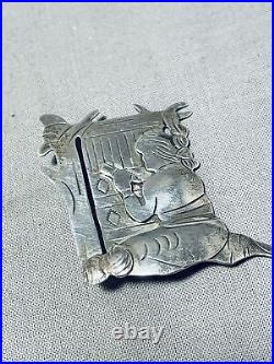 Traditional Vintage Navajo Sterling Silver Weaver Pin