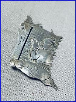 Traditional Vintage Navajo Sterling Silver Weaver Pin