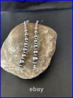 Trending Native American Sterling Silver Navajo Pearls Beads Earrings 3.5 1698