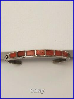 Tully kee navajo Sterling Silver Native American Coral Bracelet