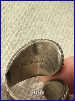 Turquoise And Sterling Silver Native American Fred James Bypass Ring