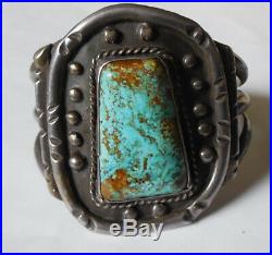 Turquoise Cuff Bracelet Native American Indian OLD PAWN Heavy GORGEOUS Sterling