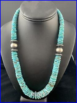 Turquoise Graduated Navajo Pearls Sterling Silver Necklace 21 1725