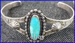 Turquoise Harvey Era Navajo Sterling Silver Native Handmade Cuff Bracelet 6
