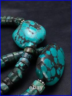Turquoise Heishi Chunky Navajo Sterling Silver Necklace 20 02959