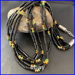 Turquoise Onyx & Spiny Oyster Navajo Sterling Silver Necklace 10922