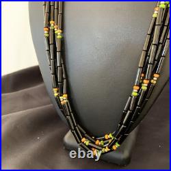 Turquoise Onyx & Spiny Oyster Navajo Sterling Silver Necklace 10922