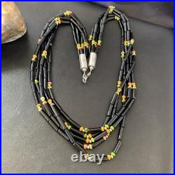 Turquoise Onyx & Spiny Oyster Navajo Sterling Silver Necklace 10922