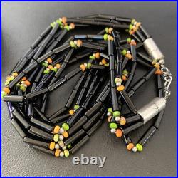 Turquoise Onyx & Spiny Oyster Navajo Sterling Silver Necklace 10922