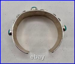 Turquoise Sterling Bracelet Bonfe Leather Workshop Navajo Cuff Cross