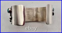 Turquoise Sterling Bracelet Bonfe Leather Workshop Navajo Cuff Cross