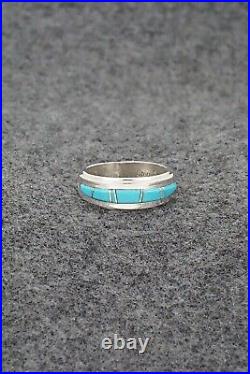 Turquoise & Sterling Silver Inlay Ring Wilbert Muskett Jr. Size 6