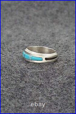 Turquoise & Sterling Silver Inlay Ring Wilbert Muskett Jr. Size 6