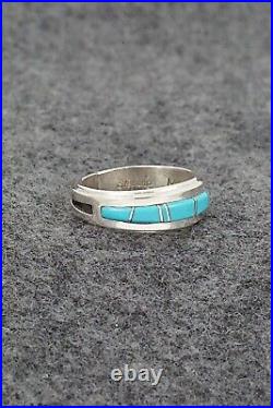 Turquoise & Sterling Silver Inlay Ring Wilbert Muskett Jr. Size 6